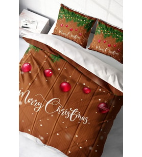 Yılbaşı Nevresim Takımı (Lastikli Çarşaflı) Çift Kişilik %100 Pamuk Saten Deer Noel