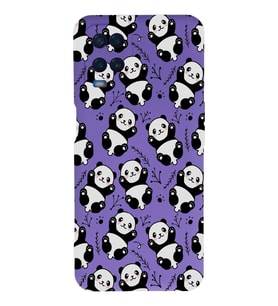 Oppo A54 Uyumlu Lansman Kılıf Panda Tasarımlı İçi Kadife Kapak-Mor (Şeffaf)