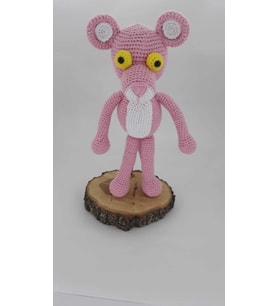Pembe Panter Amigurumi Organik Oyuncak