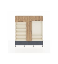 Arges Dolap 18 Raflı 4 Çekmeceli Tek Askılı 220x30x243 Aytaşı-Çam/Antrasit