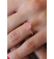 Pembe Lotus Çiçek Figür Gold Renk Kadın Yüzük TJ-BYK2485