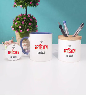 Optisyen Kupa Bardak Lacivert Kalemlik ve Anahtarlık