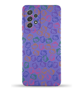 Samsung Galaxy A13 Uyumlu Lansman Kılıf Hello Kitty Tasarımlı İçi Kadife Kapak-Mor (Şeffaf)