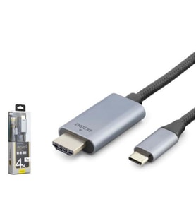 iETOP TH03A Type-C to HDMI Görüntü Kablosu 4K 30 Hz Örgülü 1 m Gri