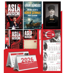 Asla Vazgeçme - Ayraç - Kartpostal - Poster - Müjdat Gezenle Kürek çekmek -  2026 Ajanda Kalpaklı - Ay Yıldız Duvar Takvimi - Masa Takvimi