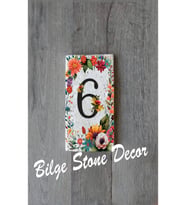 Bilge Stone Decor Doğal Taş Kapı Numarası, Uv Baskılı Kapı Numarası 7,5x15cm - Numara 6 (Çok Renkli)