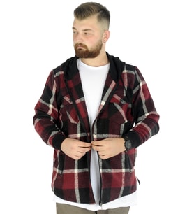 Mode XL Erkek Sweat Fermuarlı Kapşonlu Kapak Cep Oduncu 21572 Mürdüm