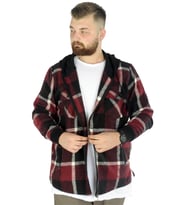 Mode XL Erkek Sweat Fermuarlı Kapşonlu Kapak Cep Oduncu 21572 Mürdüm