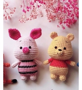Winnie The Pooh Piglet Anahtarlık Seti, Çanta Süsü (EL ÖRGÜSÜDÜR)