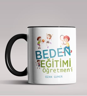 Kişiye Özel Beden Eğitimi Öğretmeni Tasarımlı Siyah Renk Kupa 5 (Siyah)