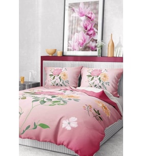 %100 Pamuk Saten Nevresim Takımı Lastikli Çarşaf Deluxe Çift Kişilik 3d Pink