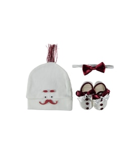 DİAMONDSTAR BEBEK PAPYON BERE PATİK SET (Bordo)