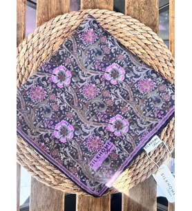 SİLK HOME Tencel Monare Eşarp Papatya Desen (Leylak-Antrasit)