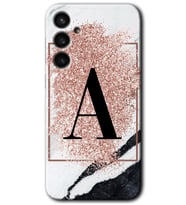 Galaxy S23 FE Kılıf HD Desen Baskılı Arka Kapak - Pembe Mermer Desenli A Harfi