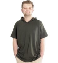Mode XL Büyük Beden Erkek T-shirt Kapşonlu Kısa Kol 23118 Haki