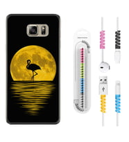 Samsung S7 Edge S20 Fe Plus Ultra S21 S22 Kılıf Kablo Koruma Spiral Silikon Ay ve Flamingo 1775