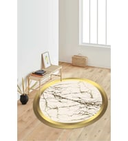 Dijital Baskılı Kaymaz Taban Yıkanabilir Yuvarlak Salon Halısı Koridor Halısı Paspas NDY-SD-493 (Gold)