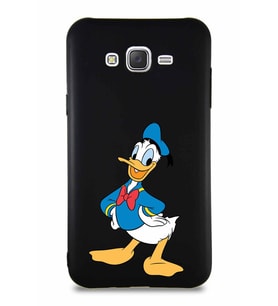 Samsung Galaxy J7 Core Soft Premier Kapak Donald Duck-C Tasarımlı Silikon Kılıf - Siyah (Şeffaf)