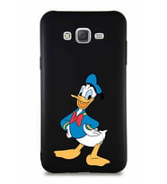 Samsung Galaxy J7 Core Soft Premier Kapak Donald Duck-C Tasarımlı Silikon Kılıf - Siyah (Şeffaf)