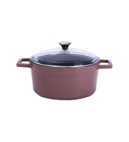 Lava Döküm Yuvarlak Tencere Cam kapaklı. Glaze Çap(Ø)24cm. (Mor)