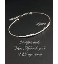 TAKIMAKI Gümüş Mors Alfabesi Bileklik 925 Ayar Gümüş Zincir İsim Bileklik Sevgililer Günü Hediyesi