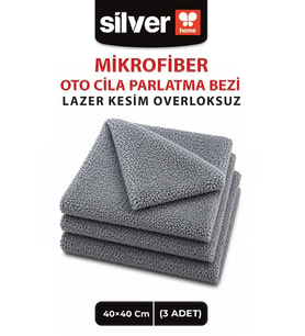 3'lü Mikrofiber Oto Cila Ve Parlatma Bezi 40x40 cm 300 Kalite Lazer Kesim Ultra Soft ( Dikişsiz/Kenarsız )