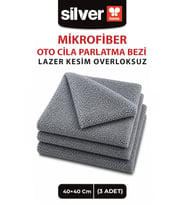 3'lü Mikrofiber Oto Cila Ve Parlatma Bezi 40x40 cm 300 Kalite Lazer Kesim Ultra Soft ( Dikişsiz/Kenarsız )