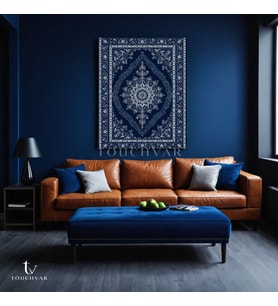 Dikey Kanvas Tablo Geleneksel Motif Halı Deseni Klasik Tablo Ev Ofis Duvar Dekoru