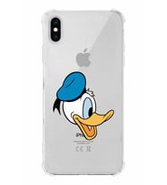 Apple iPhone XS Uyumlu Köşe Korumalı Antişok  Kapak Donald Duck Tasarımlı Şeffaf  Kılıf