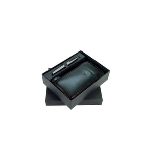 SCRIKSS DR 2010-S1 HAKİKİ DERİ EL ÇANTASI SİYAH & 78MG ROLLER KALEM MAT GRİ SET