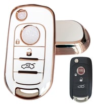Fiat Egea Uyumlu Nano Kumanda Anahtar Kılıfı Oto Anahtarlık 3 Tuşlu Beyaz Gold