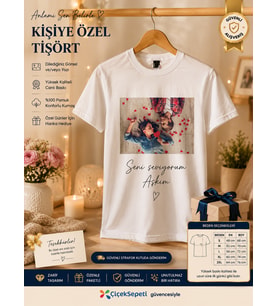 Kişiye Özel Baskılı 1. Sınıf Pamuklu Beyaz T-shirt Sıfır Yaka