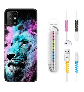 INFINIX Hot 8 9 10 11S Hot 10 Play 10T Kılıf Kablo Koruma Spiral Silikon Pink Blue Leon 1603