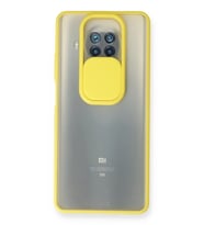 Newface Xiaomi Mi 10T Lite Kılıf Palm Buzlu Kamera Sürgülü Silikon - Sarı