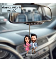 Sevgiliye Özel Karikatür Ayna Süsü – Sevgililer Günü Hediyesi Araç İçi Süs