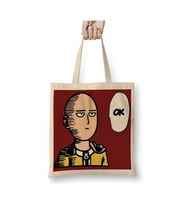 One Punch Man Bez Çanta Uzun Saplı Alışveriş Çantası Plaj Çantası (Beyaz)