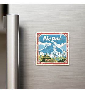 Nepal Nepal - Posta Pulu Temalı Ülke - Baskılı Buzdolap Magneti Kare - 9x9 cm