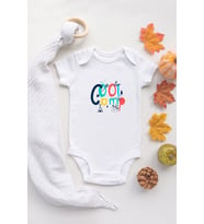 Organik %100 Pamuk Kısa Kollu Beyaz Cool Camp Bebek Body Bebek Badi Çıtçıtlı Zıbın