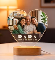 Babalar Günü Hediyesi Kişiye Özel Fotoğraflı LED Gece Lambası – İsim Yazılı Ahşap Kaideli Baba Hediyesi