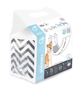 M-Pets Diapers Erkek Köpekler İçin Külot (L) 12'li