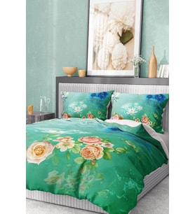 %100 Pamuk Saten Nevresim Takımı Lastikli Çarşaf Deluxe Çift Kişilik 3d Flowers