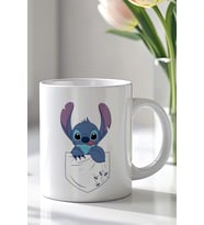 Stitch Tasarımlı 330ml Baskılı Beyaz Seramik Kupa Bardak