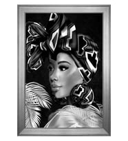 Kadın Motifli Kanvas Tablo 80 x 110 cm Silver Çerçeve