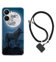 Vivo Y16 Kılıf Resimli Boyun Askılı İpli Desenli Silikon Series Moon Wolf 1820