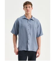 LCW Vision Mavi Regular Fit Kısa Kollu %100 Keten Erkek Gömlek