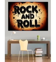Rock And Roll Tipografi Tasarımı Dekoratif Kanvas - Mdf Ahşap Tablo
