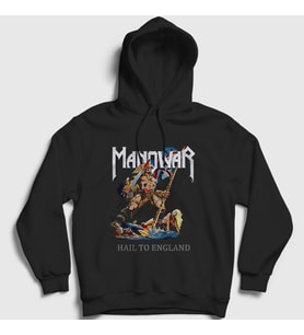 Presmono Unisex Siyah Hail To England Manowar Kapüşonlu Sweatshirt 63662tt