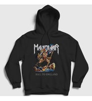 Presmono Unisex Siyah Hail To England Manowar Kapüşonlu Sweatshirt 63662tt