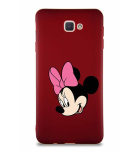 Samsung Galaxy J7 Prime Soft Premier Kapak Minnie Mouse-B Tasarımlı Silikon Kılıf - Mürdüm (Şeffaf)