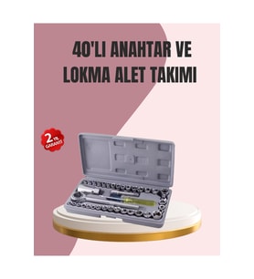 Otomotiv ve Ev Kullanımı İçin 40 Parça Lokma Anahtar Seti Taşıma Çantalı